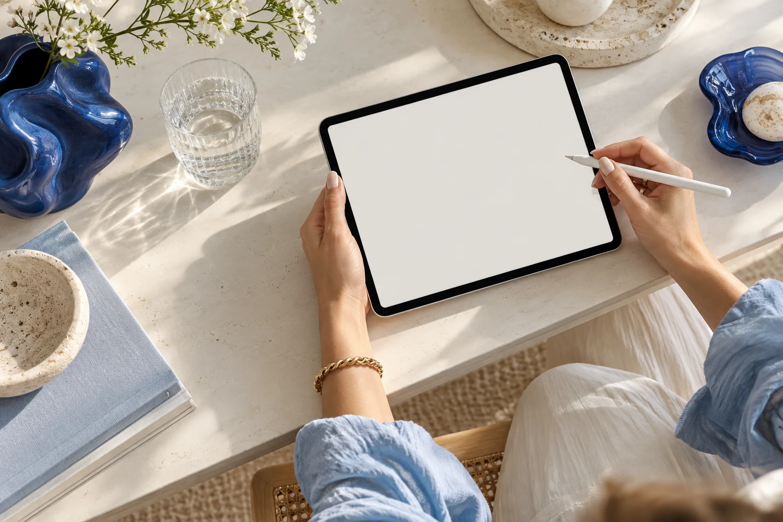 A quiet workspace with a tablet and stylus