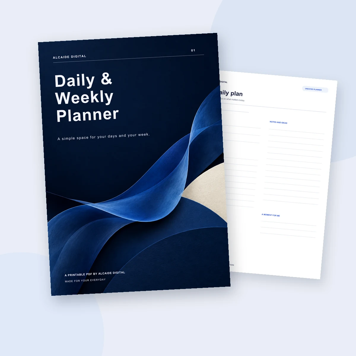 Actual Daily and Weekly Planner cover and inside pages